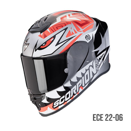 SCORPION-EXO-R1-EVO-AIR-ZACCONE-110-439-327-Argento-Nero-Rosso-Fronte