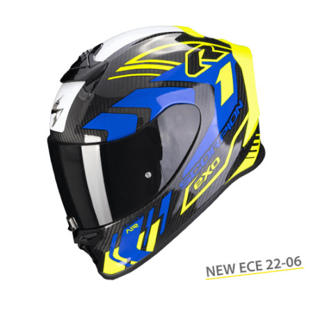 SCORPION-EXO-R1-EVO-CARBON-AIR-SUPRA-110-403-308-Nero-Giallo-Neon-Blu-Fronte