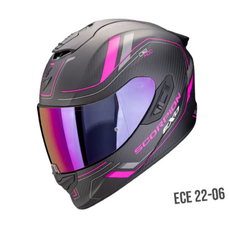 SCORPION-EXO-1400-EVO-II-CARBON-AIR-Mirage-140-440-179-Nero-Opaco-Rosa-Fronte