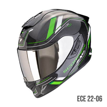 SCORPION-EXO-1400-EVO-II-CARBON-AIR-Mirage-140-440-69-Nero-Verde-Fronte