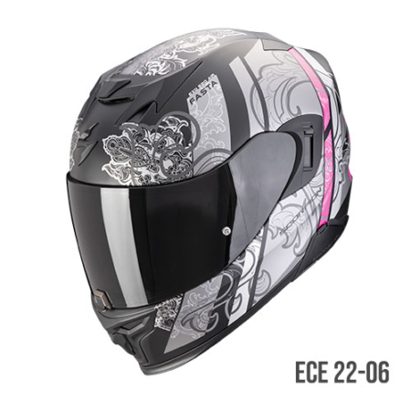 SCORPION-EXO-520-EVO-AIR-FASTA-172-361-320-Nero-Argento-Rosa-Opaco-Fronte