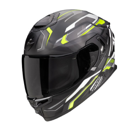 SCORPION-EXO-GT-AIR-AUGUSTA-150-465-342-Nero-Opaco-Grigio-Giallo-Neon-Fronte