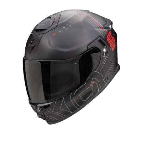 SCORPION-EXO-GT-AIR-TECHLANE-150-466-343-Nero opaco-Grigio-Rosso-Fronte